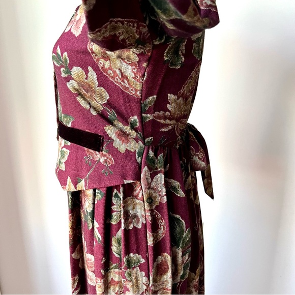 Vintage MOLLY MALLOY Petite Floral Velvet Collar Long Sleeve Dress—SZ. 4P - Picture 7 of 17